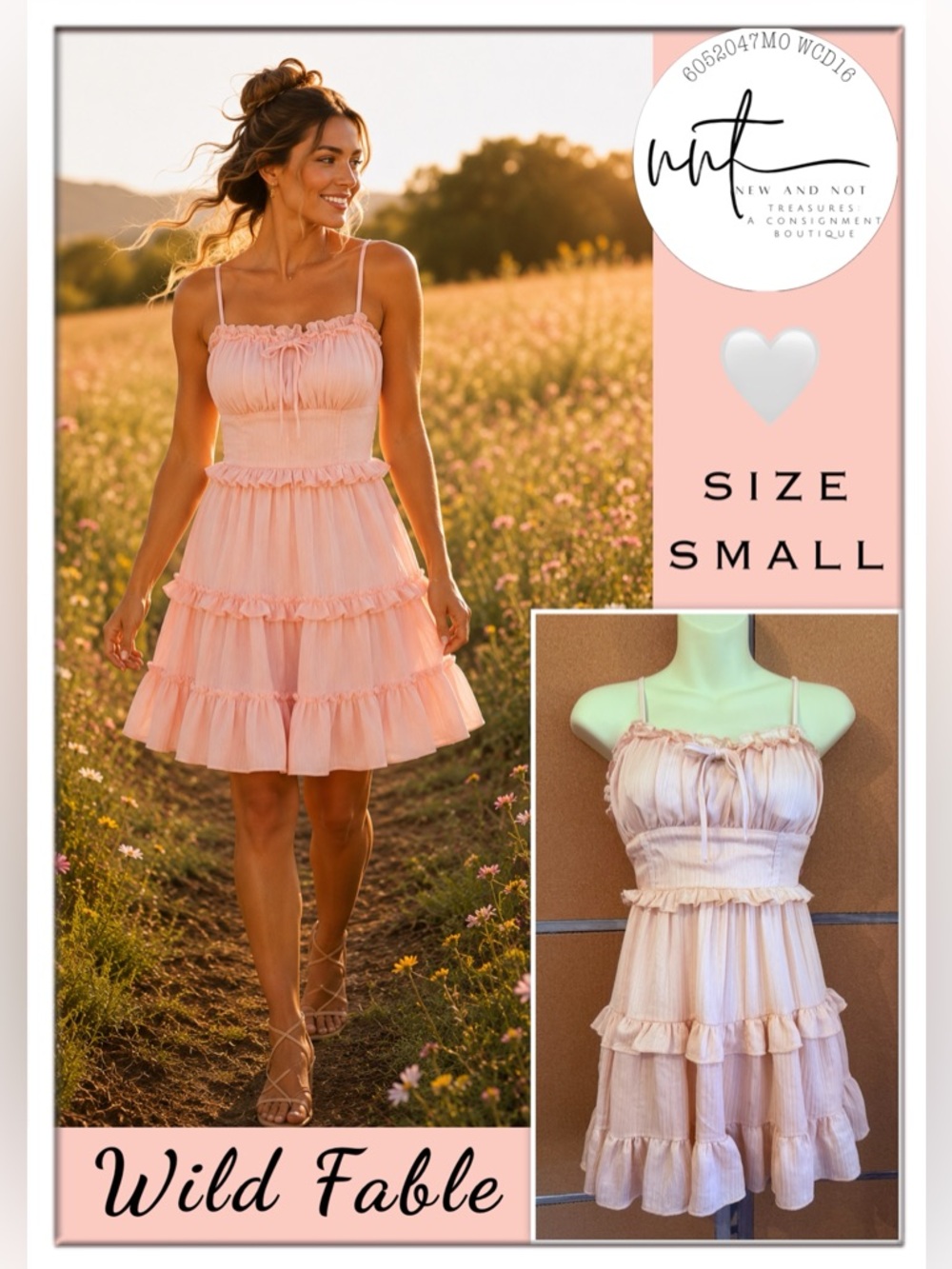 Wild Fable Blush Pink Ruffle Tiered Mini Dress Smocked Back Size Small